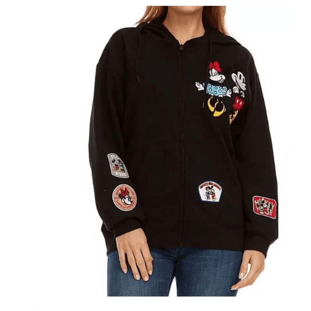 Disney Women's Black Hoodie with Patches